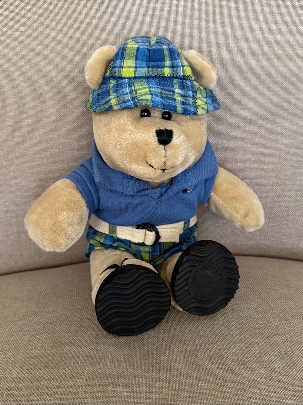 2007 Starbucks Bearista Bear Plaid Golf/Resort Outfit Plush Teddy Complete Cloth